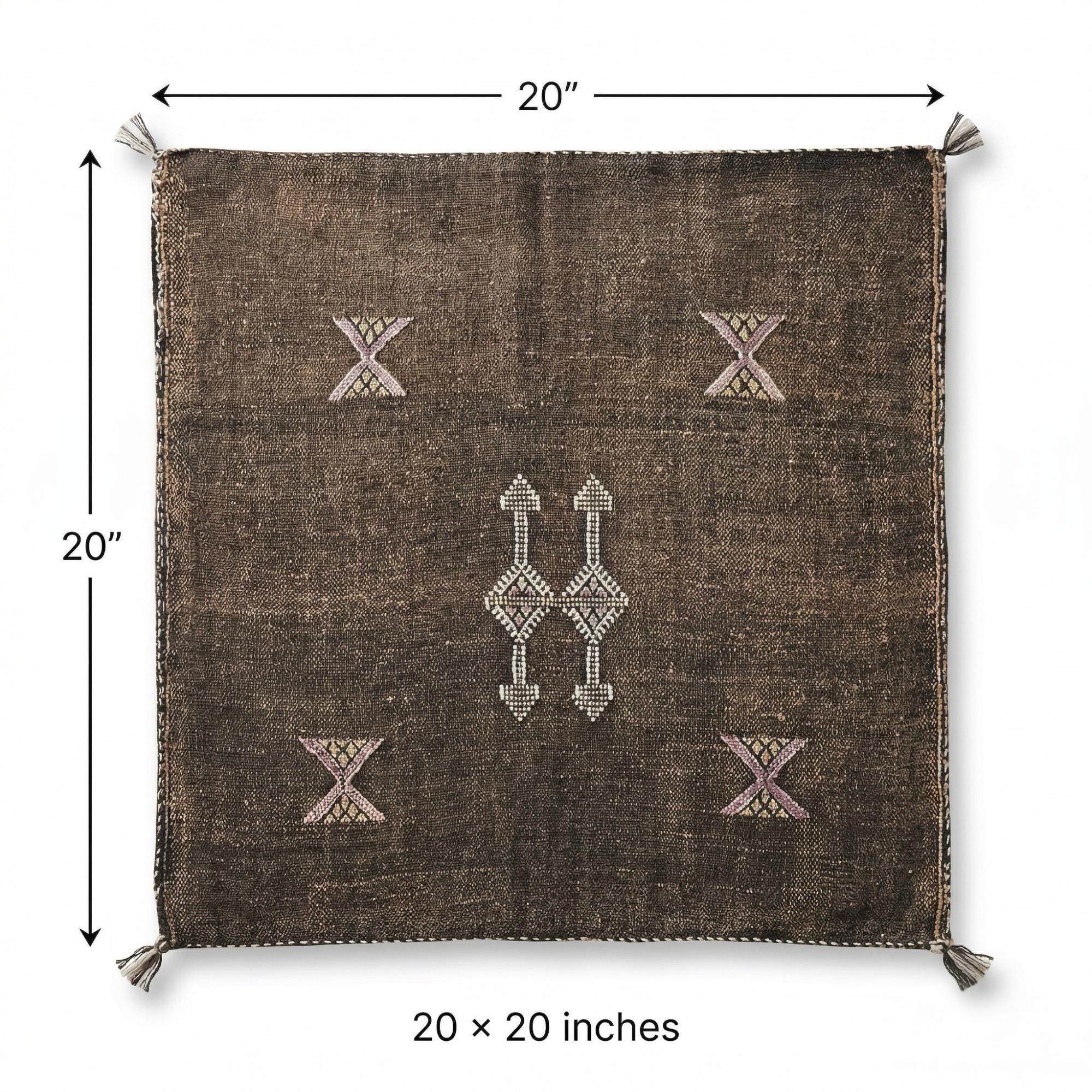 Berber Dark Brown Cactus Silk Handmade Sabra Pillow