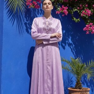 Pearl Embroidered Dress - Purple Occasion Abaya Style