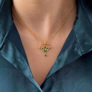 Amazigh 18K Gold Vermeil Tizerzit Pendant Green Necklace