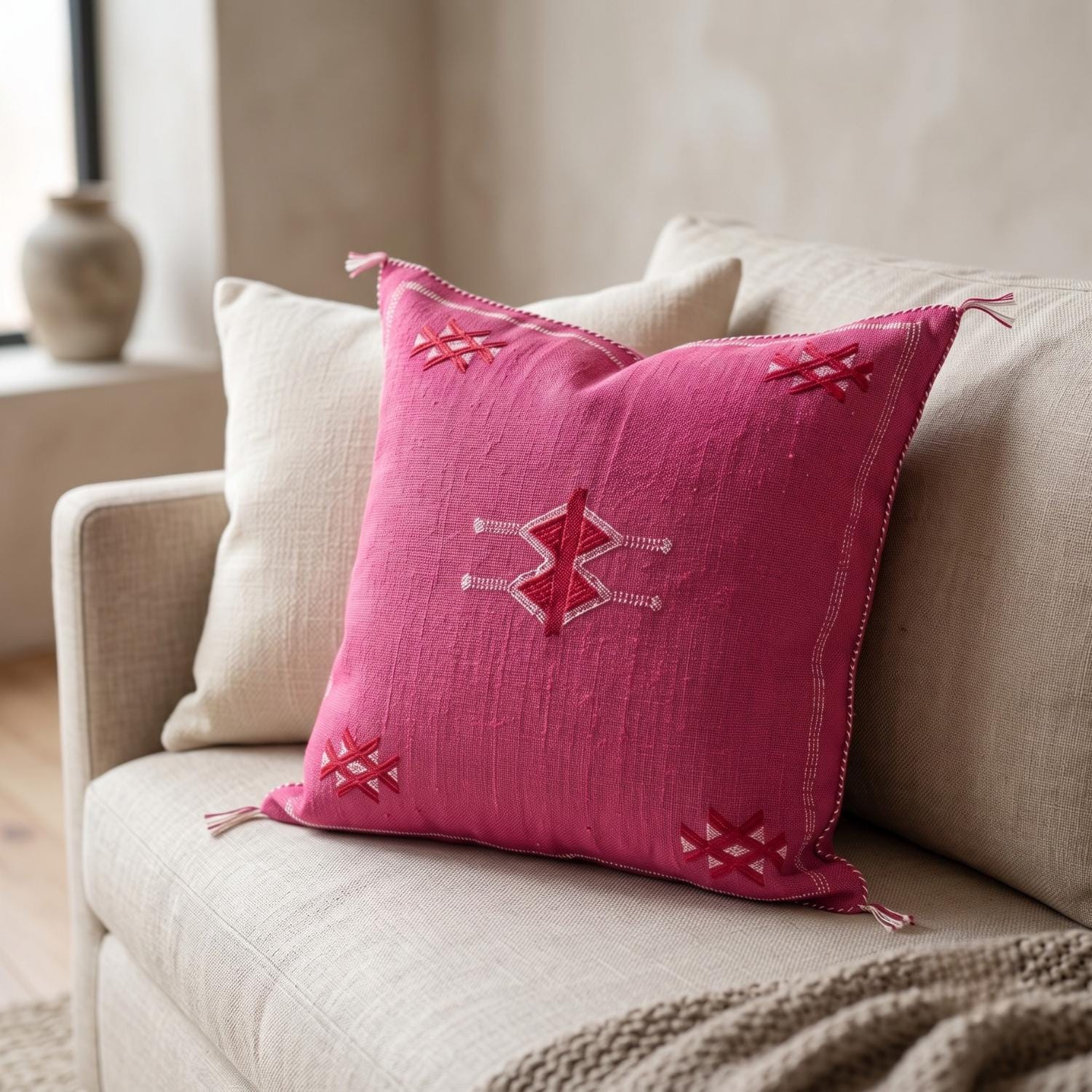 Berber Pink Cactus Pillow