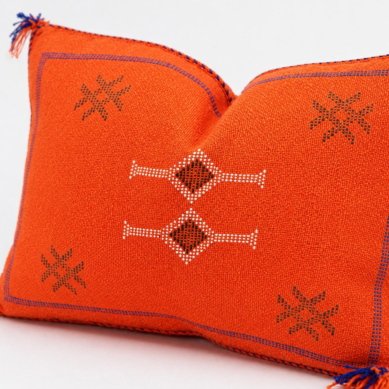 Amazigh Cactus Silk Cover 12x20 Handmade Lumbar Pillow