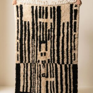 Mrirt Rug - Black White Striped Wool Rug - Handmade Abstract Rug - Bold Graphic Berber Carpet - Modern Area Rug - Multiple Sizes