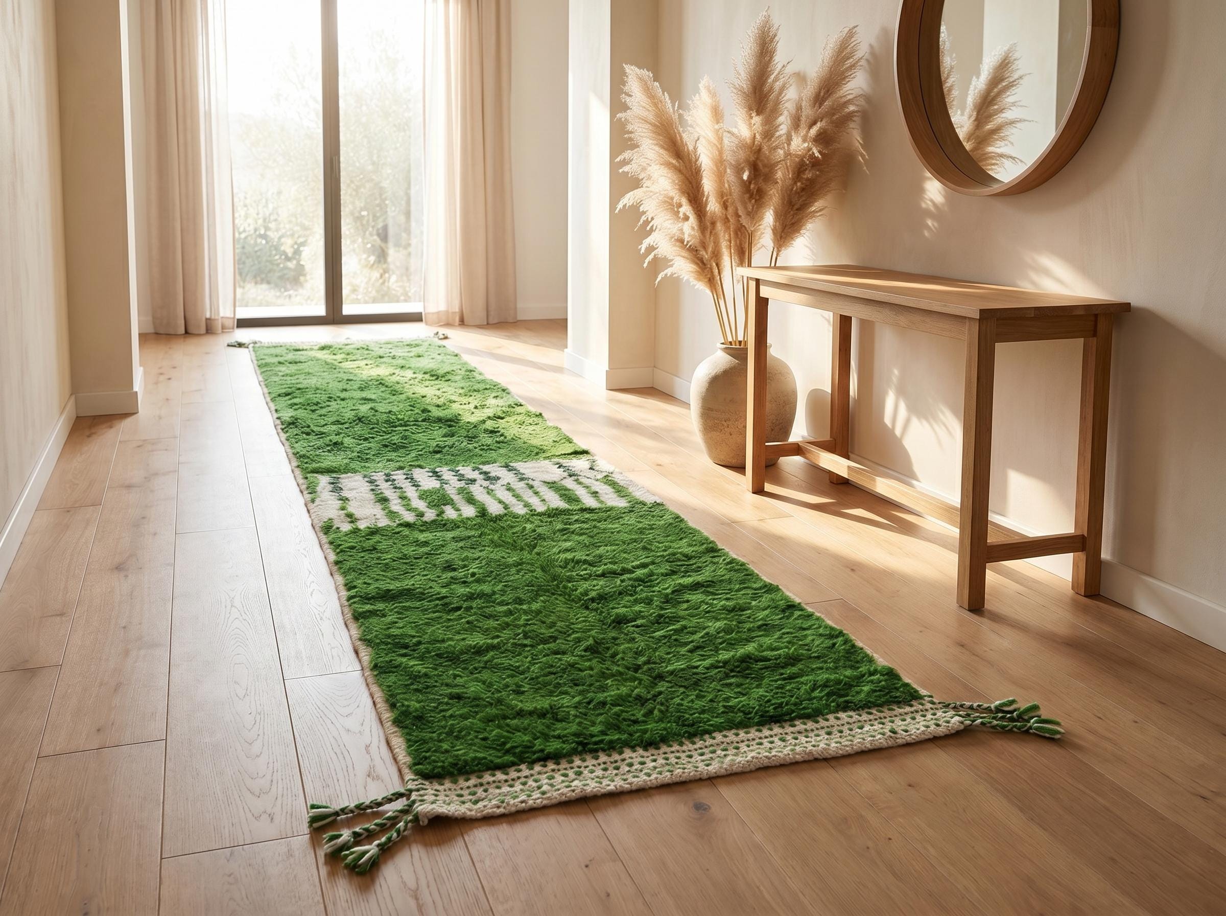 Berber Green Hallway Rug
