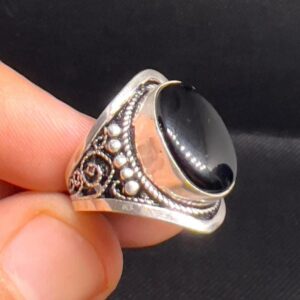 Berber Sterling Silver Ring: Black Onyx, Handmade Tribal Jewelry