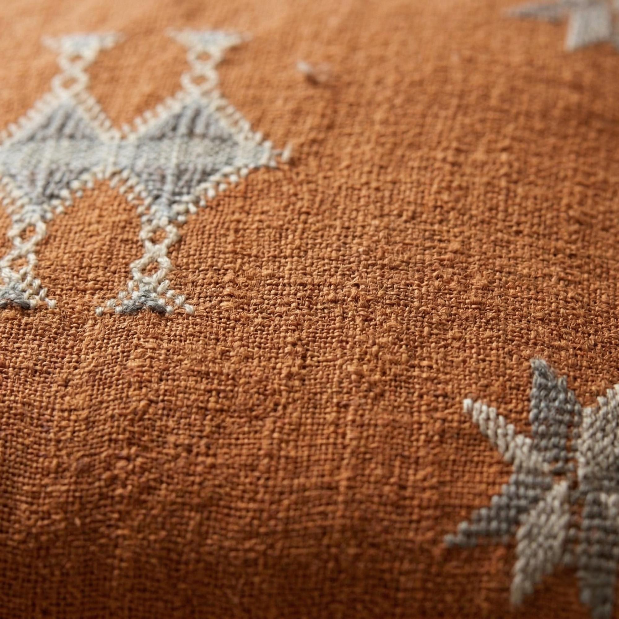 Berber Orange Cactus Silk Handmade Sabra Cushion Pillow