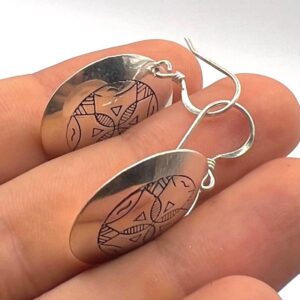 Tuareg Sterling Silver Amazigh Yaz Symbol Bohemian Earrings: Berber Jewelry