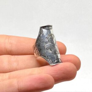Handmade Berber Sterling Silver Ring: Tuareg African Long Engraved Tribal Ethnic Boho Jewelry