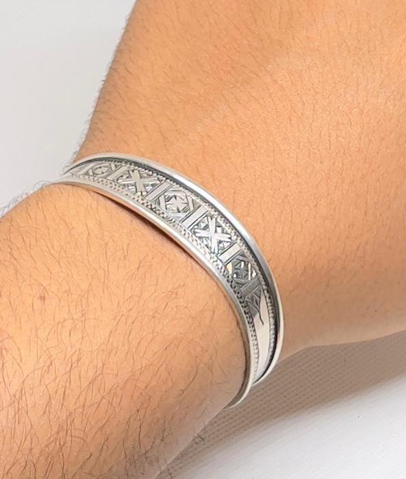 Mali Niger Tuareg Solid Silver Cuff Bracelet: Sterling Berber Bangle Ethnic Tribal Jewelry