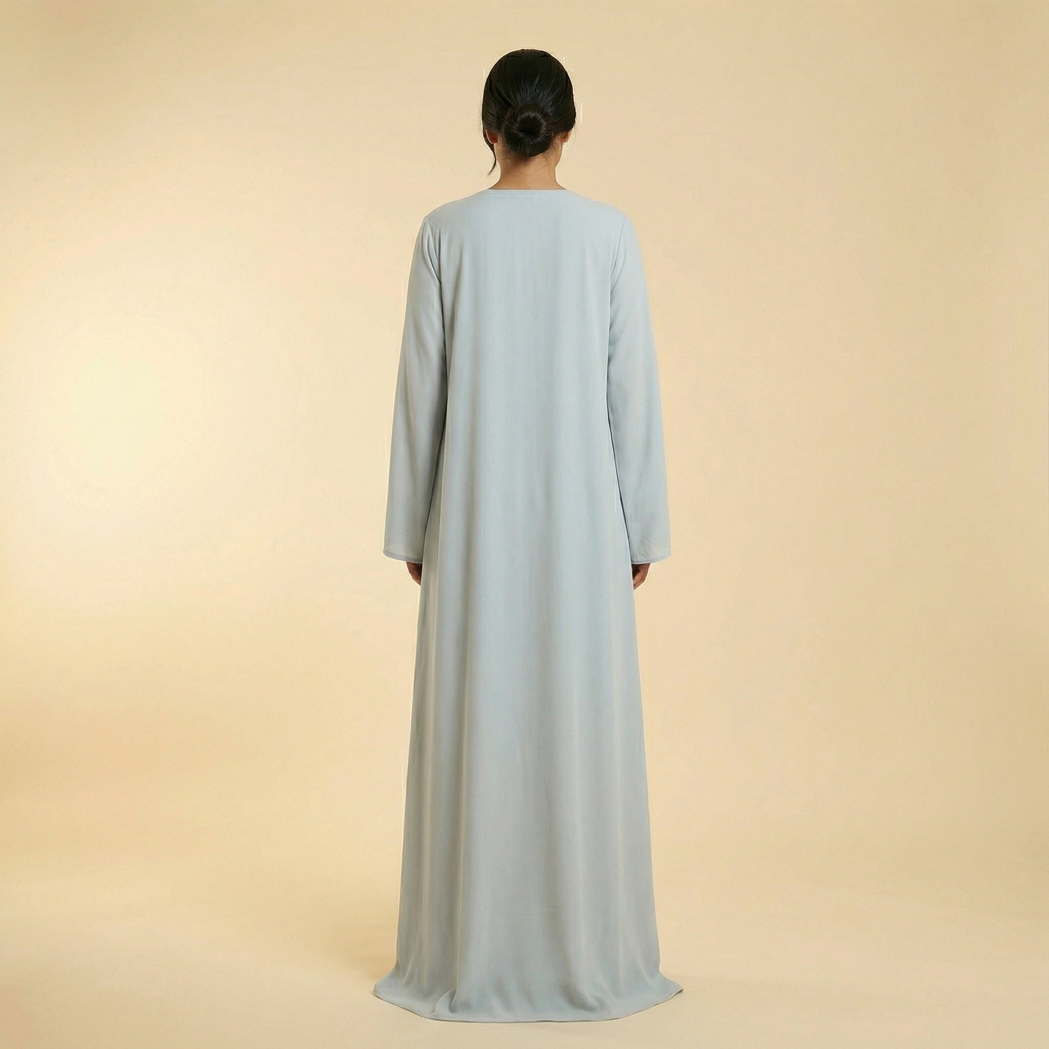 Jalabiya - Silver Blue Embroidered