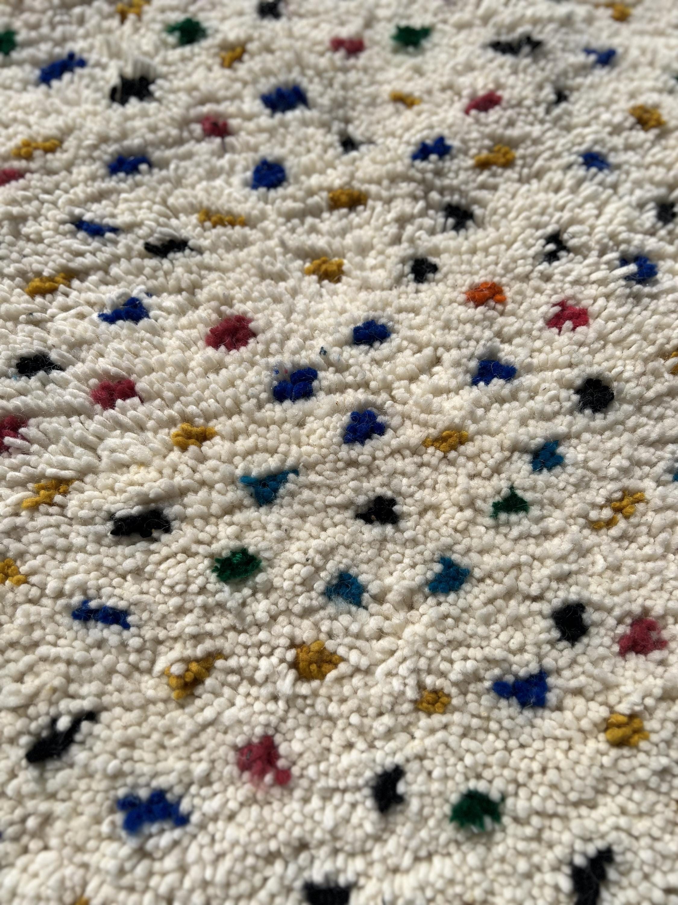 Handmade Polka Dot Rug - Colorful Confetti Beni Ourain Rug - Shaggy Wool Carpet - Boho Nursery Area Rug - Funky Berber - Custom Size