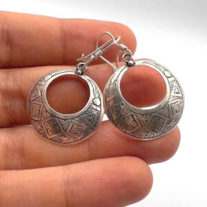 Tuareg Sterling Silver Amazigh Yaz Symbol Bohemian Gypsy Ethnic Hippie African Earrings: Berber Jewelry