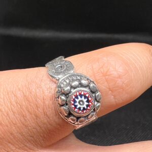 Tuareg Sterling Silver Ring: Berber Chevron Bead, Ethnic Biker Jewelry