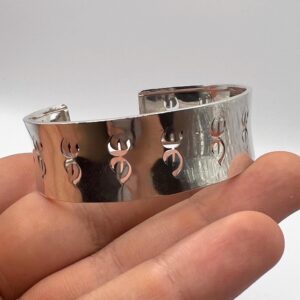 Yaz Z Sterling Silver Berber Symbol Tifinagh Bangle Bracelet: Handmade Amazigh Tribal Bangle