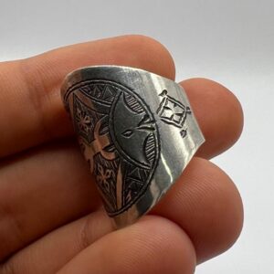 Sterling Silver Berber Amazigh Yaz Ring: Tribal Tuareg Boho Jewelry (Size 10 US)