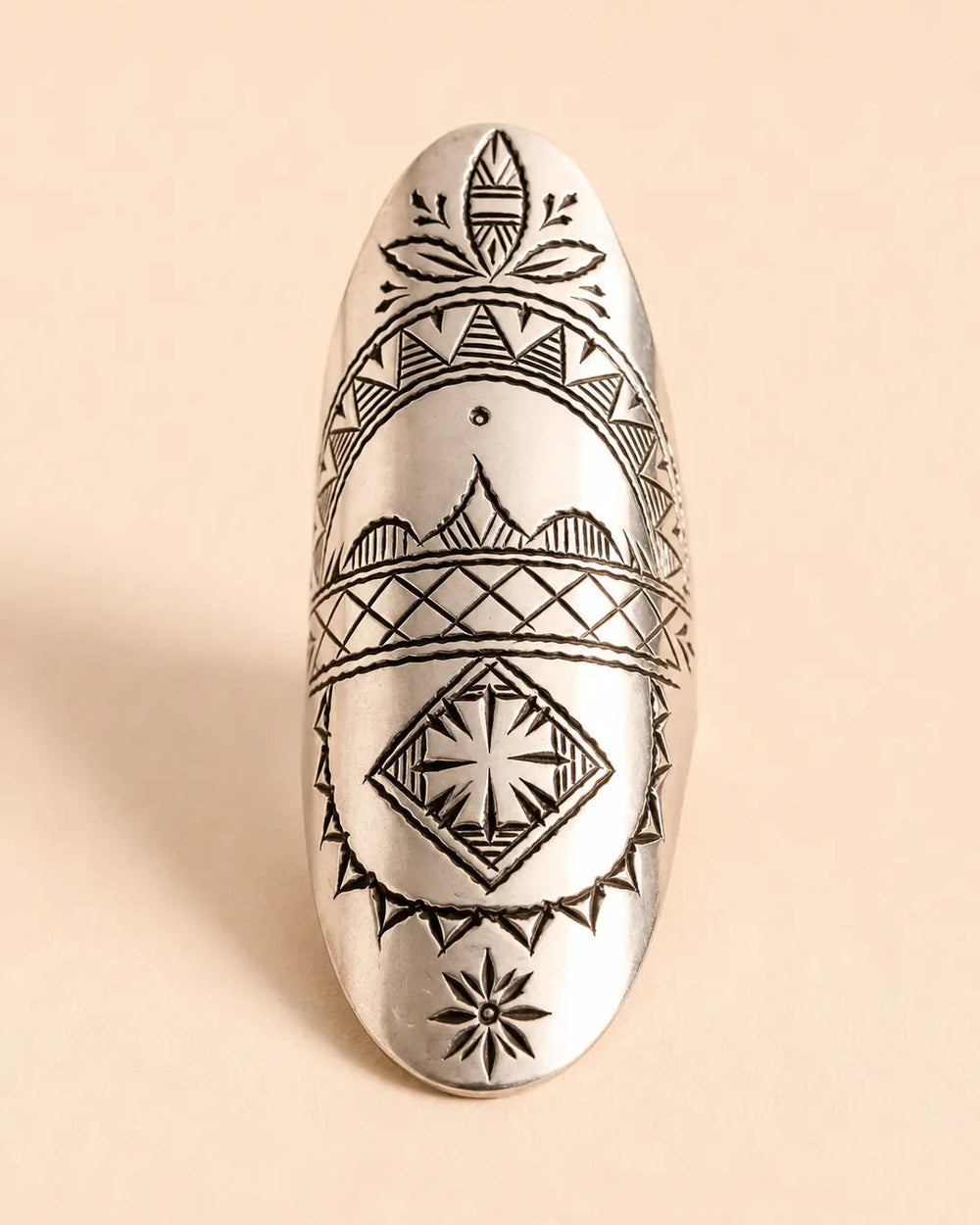 Amazigh Silver Ring – Tighri Geometric Shield Design