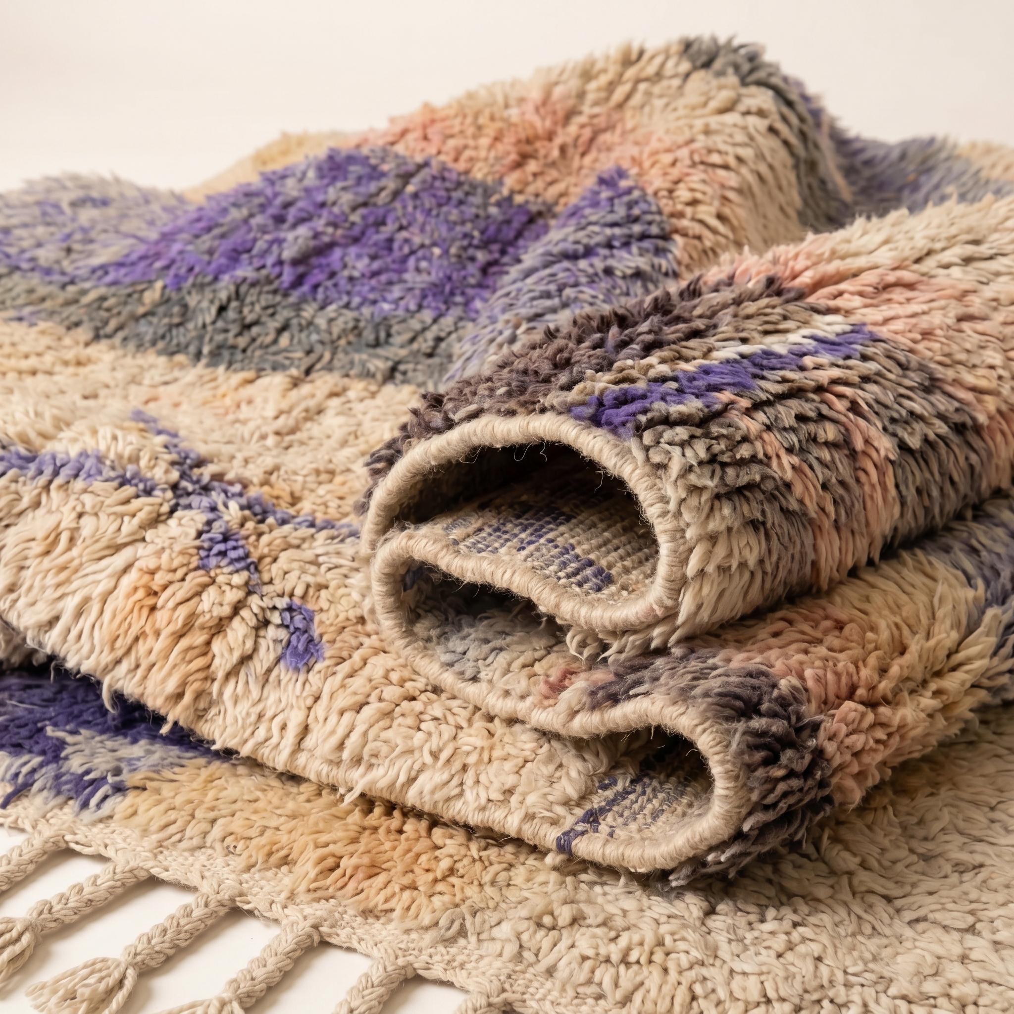Boujaad Rug 8x5 ft - Ivory Lavender Wool Rug - One of a Kind Art Rug - Rare Purple Berber Carpet - Collector Boho Rug