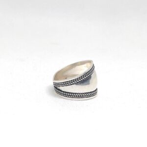 Dome Bali Wide Statement Sterling Silver Band Ring: Handmade Amazigh Tribal Jewelry