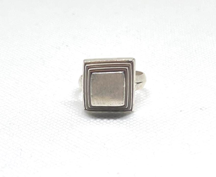 Handmade Tuareg Sterling Silver Ring: Vintage Ebony Inlay, Size 9 / 59 / 60 EU