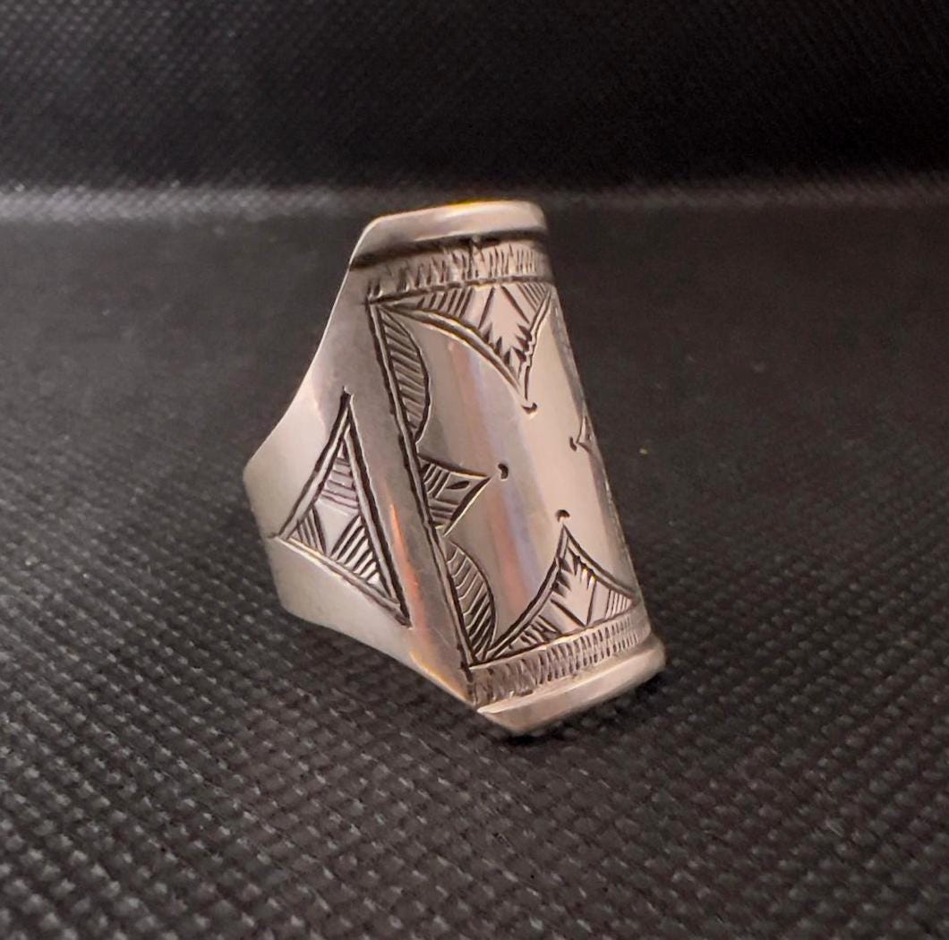 Handmade Sterling Silver Tuareg Ring: Berber Tribal Jewelry, Size 9