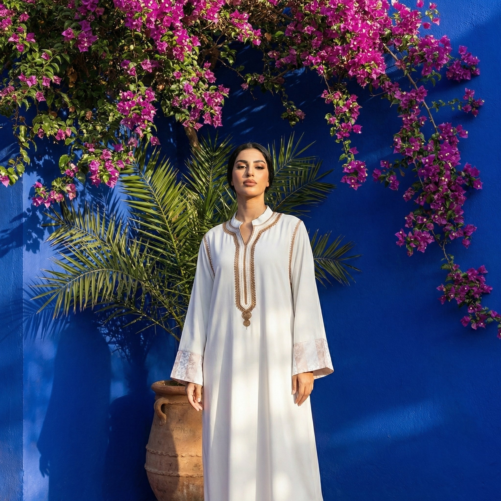 Crepe Kaftan - Berber Cream Occasion Wear