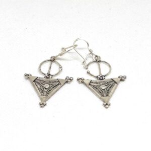 Silver Berber Tazerzit Dangle Bohemian Earrings, Handmade Tribal Jewelry