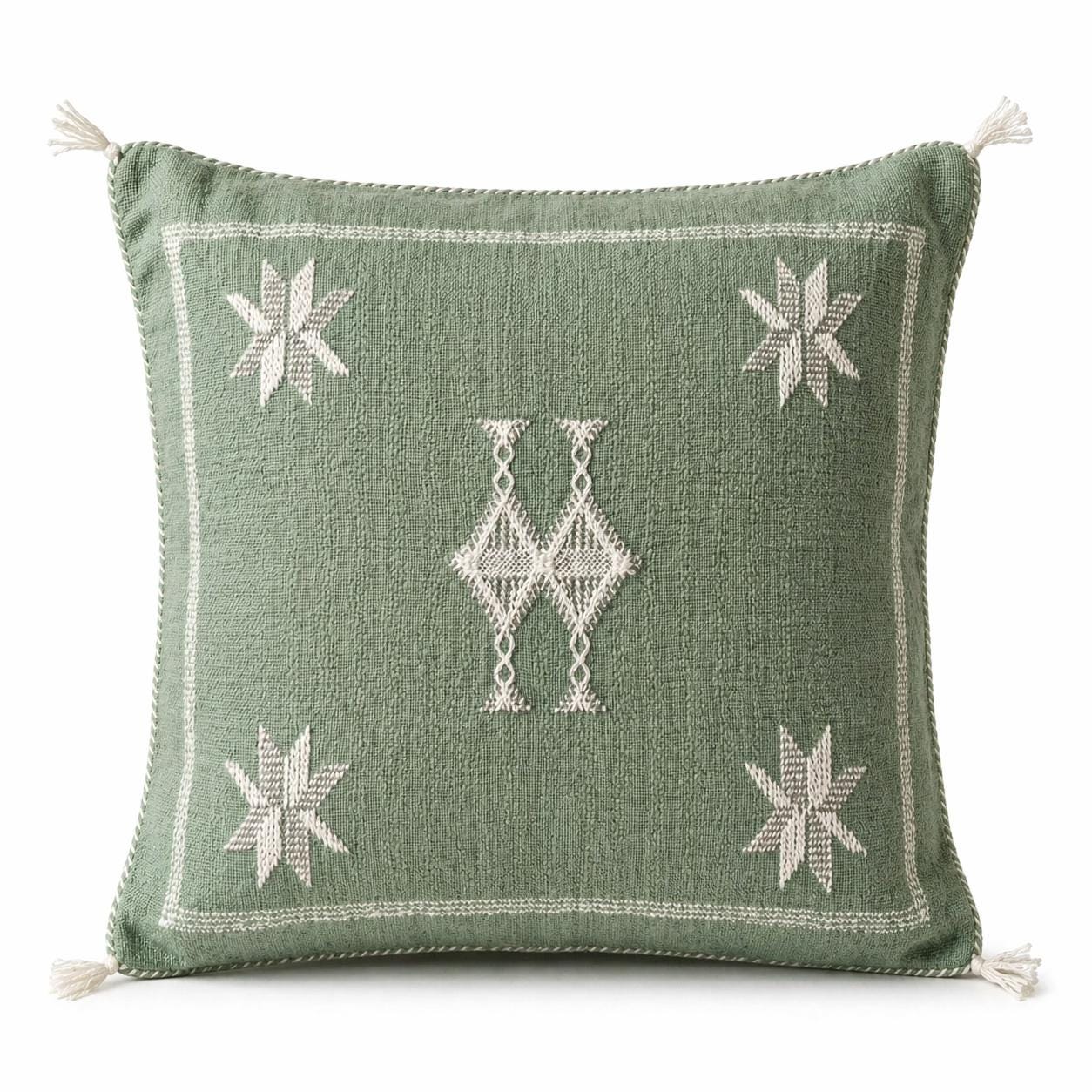 Berber Light Olive Cactus Silk Handmade Sabra Pillow