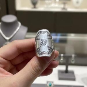 Handmade Engraved Cross Sterling Silver Tuareg Ring: Berber Tribal Jewelry 9 US / 60 EU