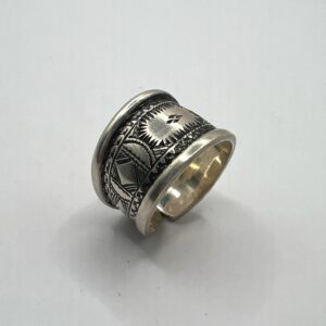 Sterling Silver Amazigh Ring - Hand-Engraved Berber Tribal Band (Size 7 US)