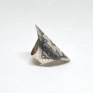 Handmade Engraved Sterling Silver Berber Ring: Tribal Jewelry, Size 8 US