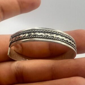 Engraved Sterling Silver Baby Bangle, Spiral Boho Cuff Bracelet, Adjustable Kids Jewelry