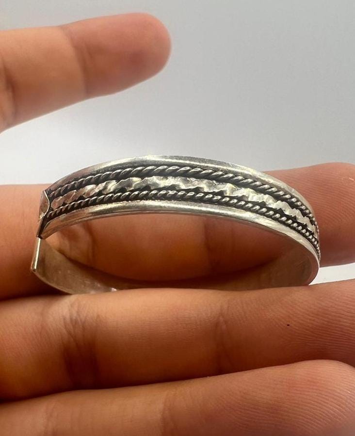 Engraved Sterling Silver Baby Bangle, Spiral Boho Cuff Bracelet, Adjustable Kids Jewelry