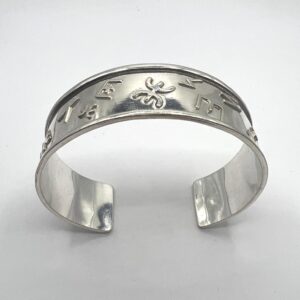 Sterling Silver Yaz Tifinagh Bangle Bracelet: Amazigh Tribal Cuff