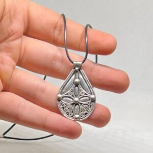 Berber Amulet Sterling Silver Pendant Necklace: Tuareg Cross