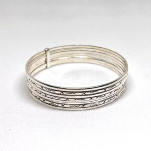 Sterling Silver Bangle Set, Berber Cuff Bracelets, Tribal Jewelry