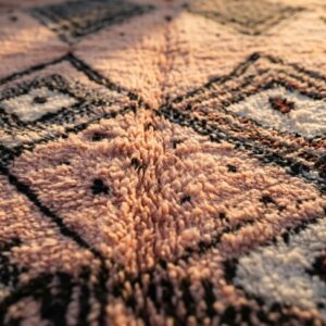 Blush Pink Rug, Beni Ourain Diamond Shag Carpet, Boho Berber Wool Handmade