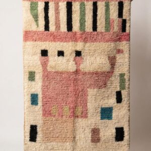 Boujaad Rug - Ivory Pink Abstract Wool Rug - Handmade Art Rug - Pastel Boho Area Rug - Colorful Berber Carpet - Multiple Sizes
