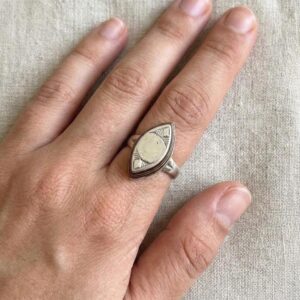 Handmade Amazigh Vintage Sterling Silver Tuareg Ring: Ebony Inlay, Size 7 US, 56 EU
