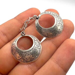 Tuareg Sterling Silver Amazigh Yaz Symbol Bohemian Gypsy Ethnic Hippie African Earrings: Berber Jewelry