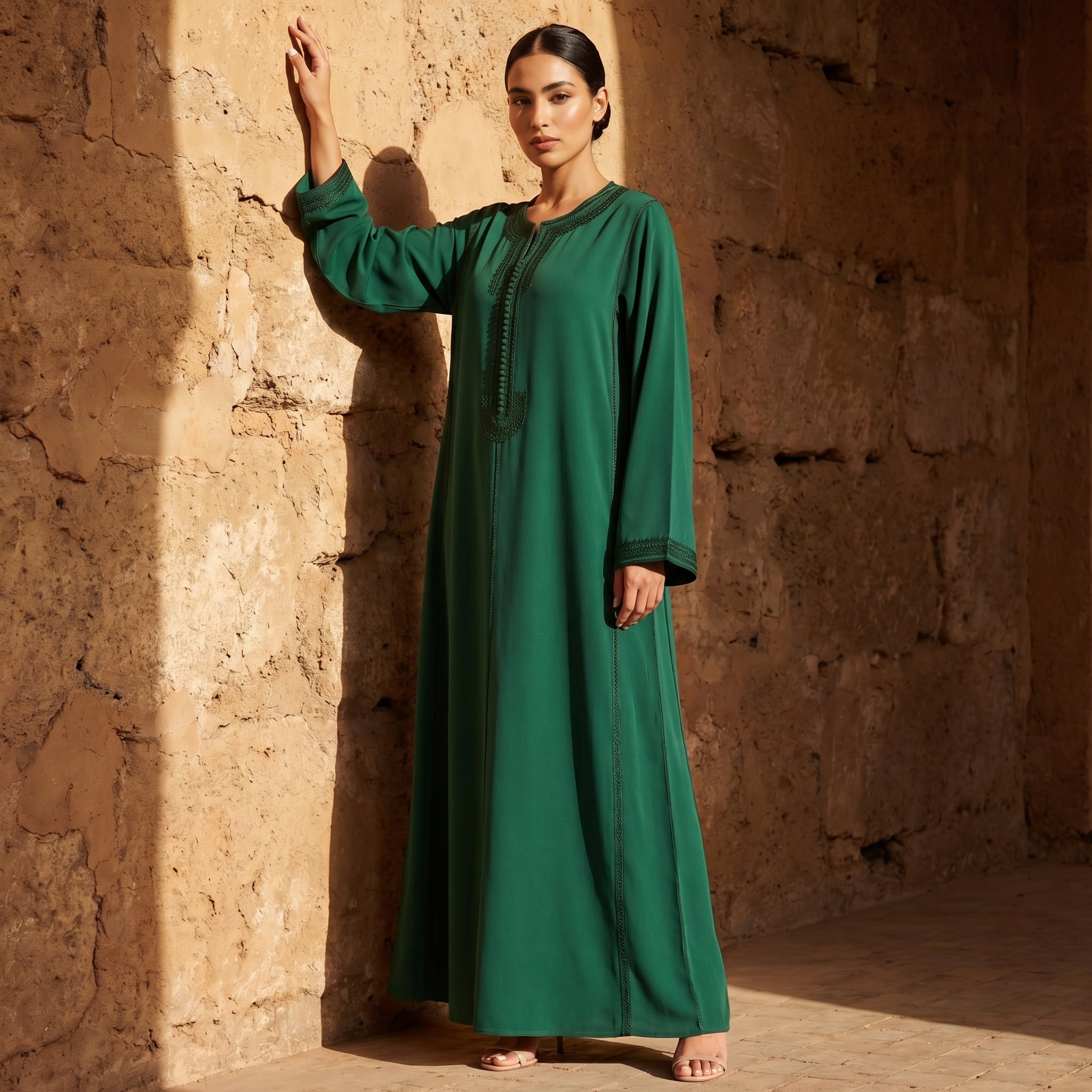 vert Kaftan - Sfifa Embroidery Ceremony Style