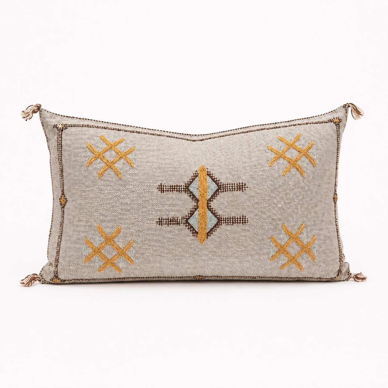 Amazigh Cactus Silk Cover 12x20 Handmade Lumbar Pillow