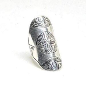 Handmade Berber Silver Ring: Tuareg Sterling African Long Engraved Tribal Ethnic Boho Jewelry
