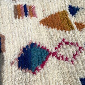 Azilal Rug - Ivory Colorful Symbol Wool Rug - Handmade Tribal Rug - Playful Boho Area Rug - Berber Carpet Gift - Multiple Sizes