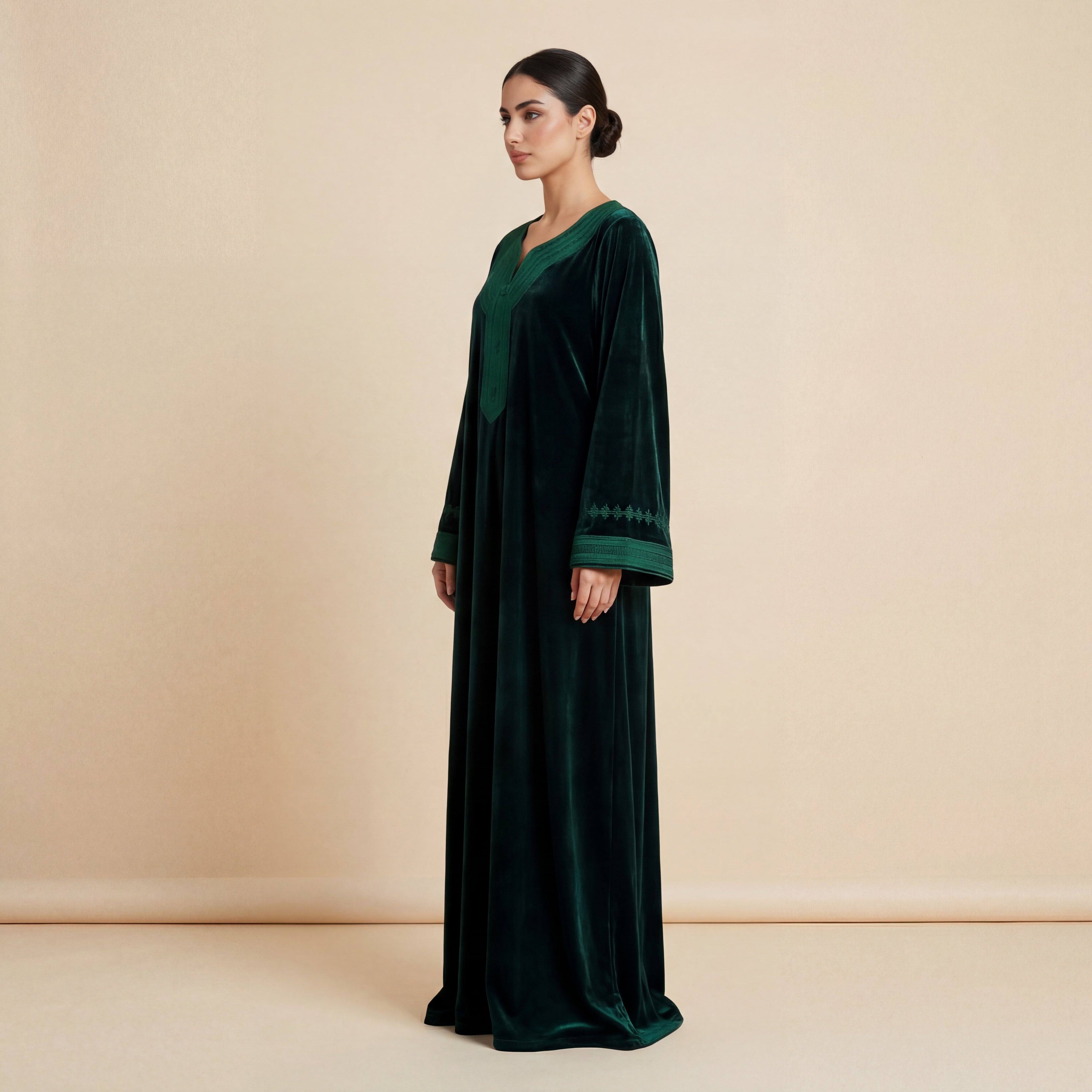 Kaftan - Velvet Green Elegance for Special Moments