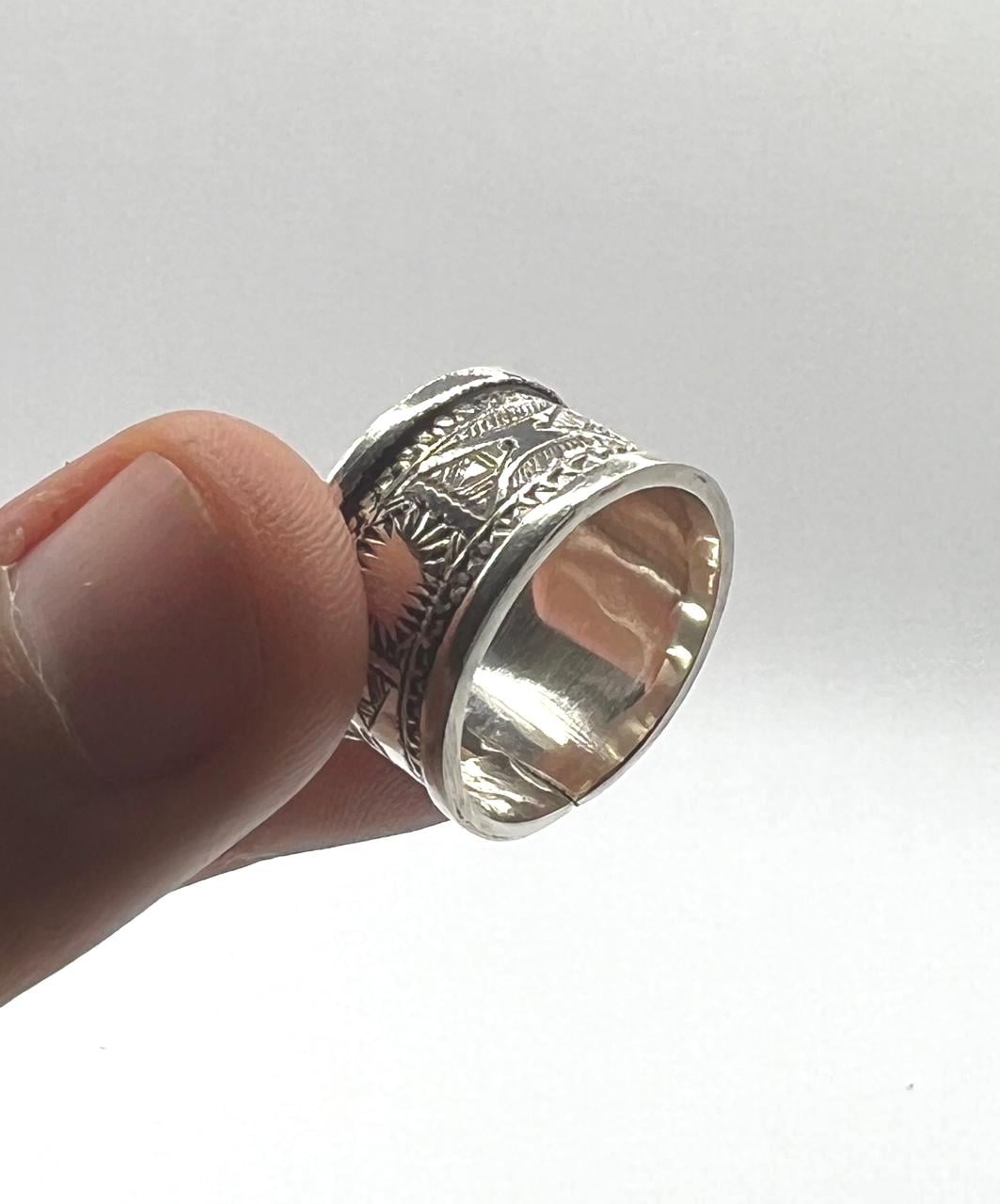 Handmade Sterling Silver Tuareg Ring: Berber Tribal Jewelry, Size 9 US