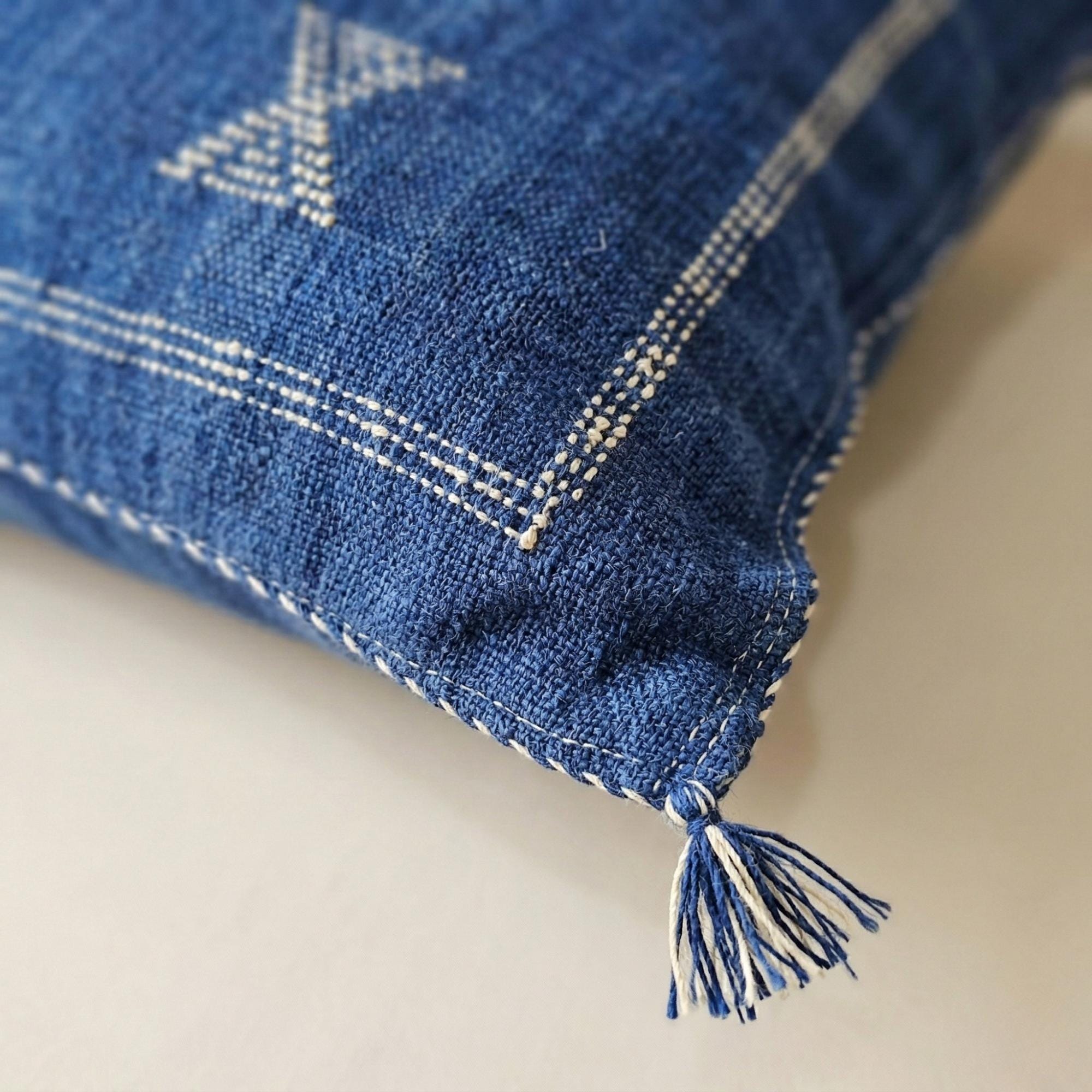 Berber Blue Cactus Silk Handmade Sabra Cushion Pillow