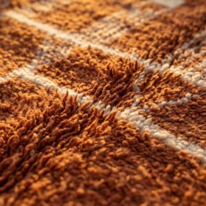 Terracotta Beni Ourain Berber Carpet, Abstract Shag Wool Rug, Desert Modern Living Room
