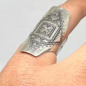 Vintage Engraved Sterling Silver Berber Ring: Tribal Jewelry, Size 8 US