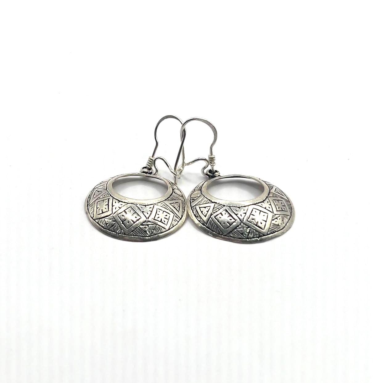 Tuareg Sterling Silver Amazigh Yaz Symbol Bohemian Gypsy Ethnic Hippie African Earrings: Berber Jewelry