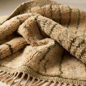Mrirt Rug - Sandy Sage Green Wool Rug - Handmade Vertical Stripe Rug - Ultra Plush Area Rug - Berber Carpet - Multiple Sizes