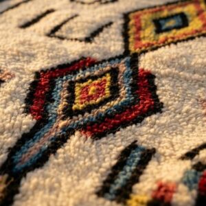 Plush Beni Ourain Wool Rug, Multicolor Berber Tribal Carpet, Boho Living Room Area Rug
